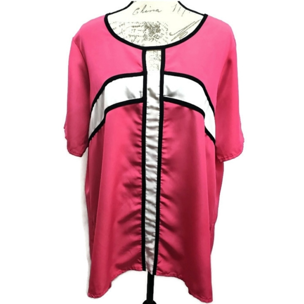 x-two Plus Size Color Block Blouse 16